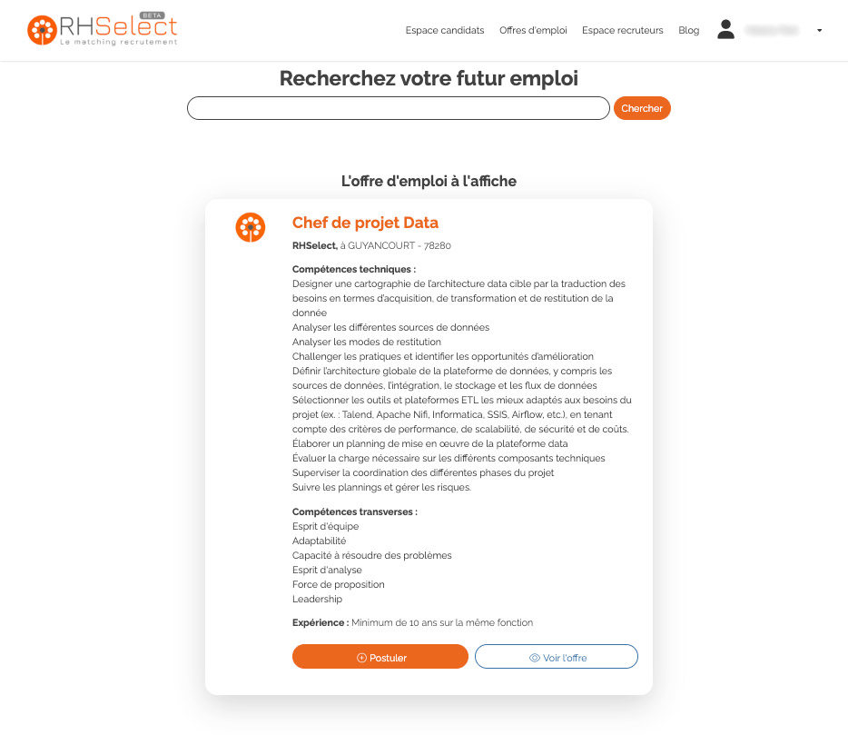 Rechercher une offre d'emploi